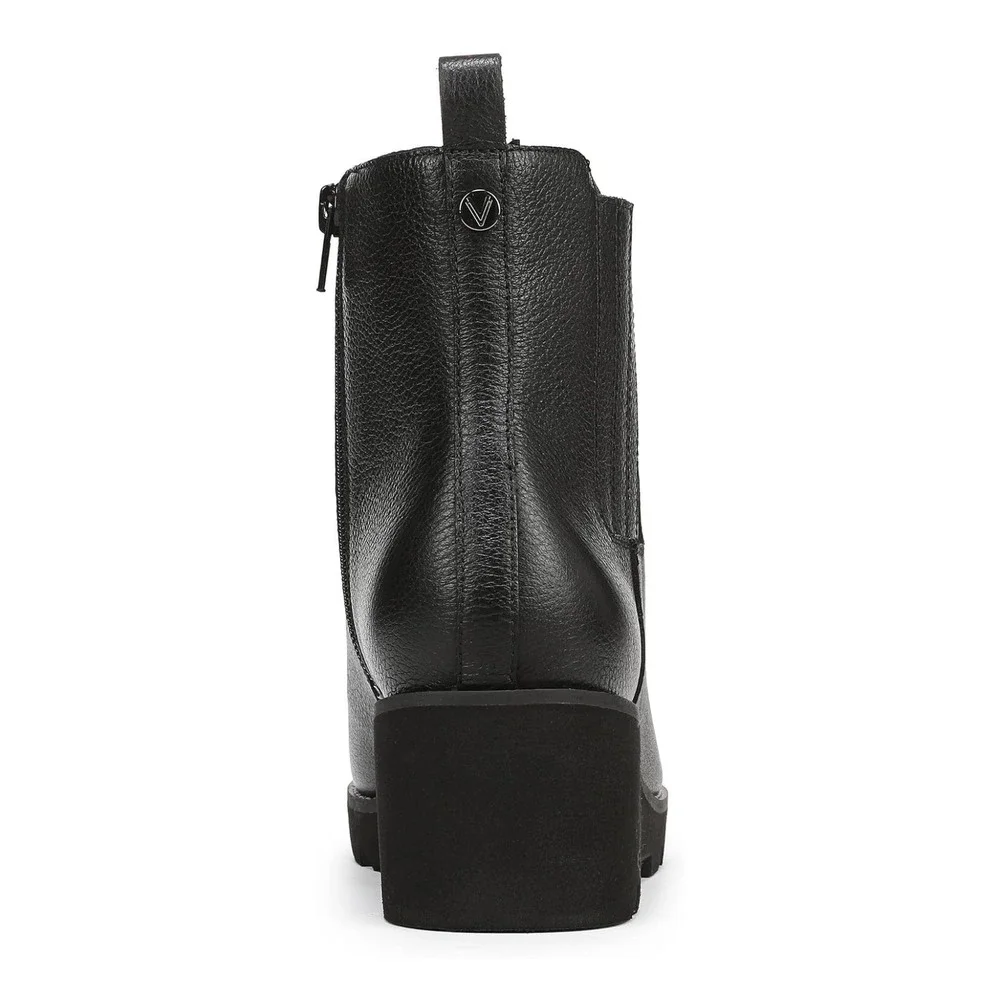 Vionic Aria 2.0 Womens Black Leather Wedge Ankle Boots Orthotic Support Size 6